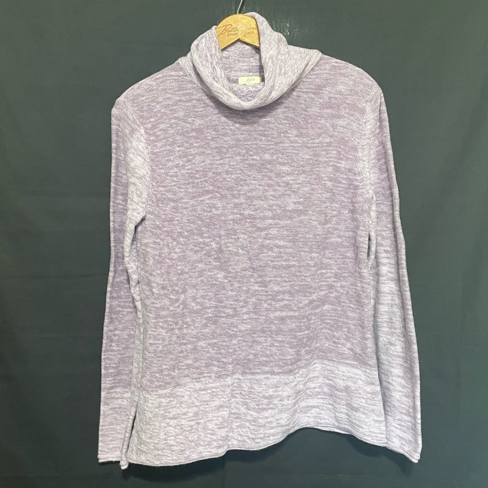 J Jill S Cowl Neck Sweater | Lavender Purple Heather Knit Cotton Pullover